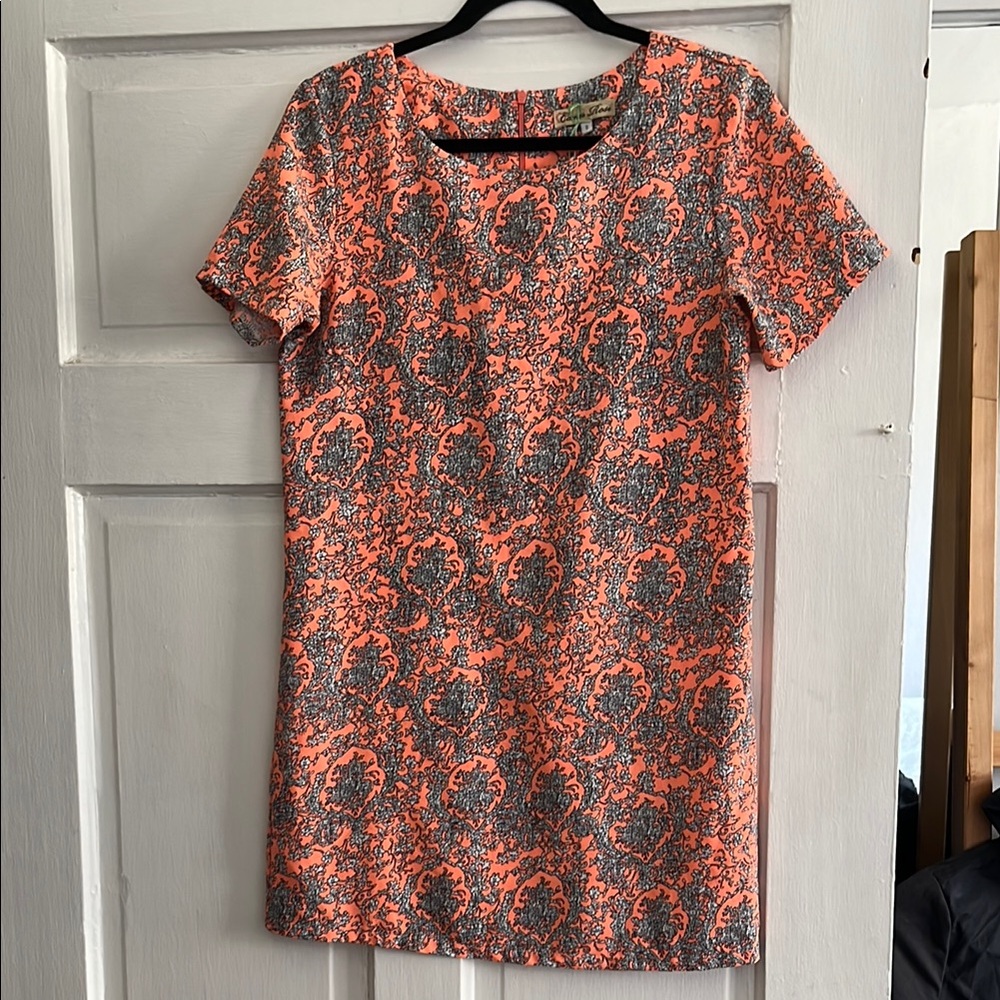 Coral Patterned Shift Dress